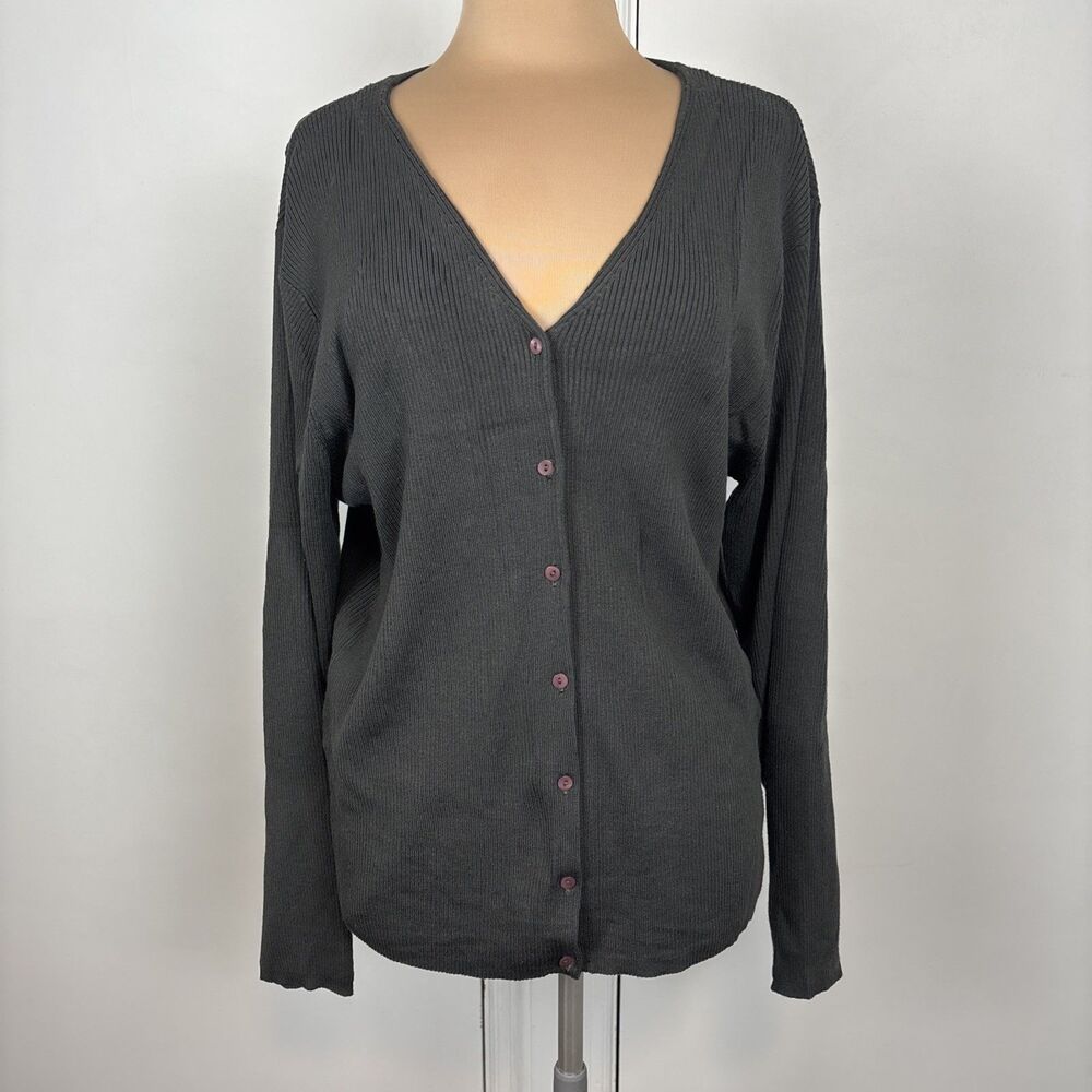 Charter Club Women’s V-neck Button Down Long Sleeve Silk  Blend Sweater XL
